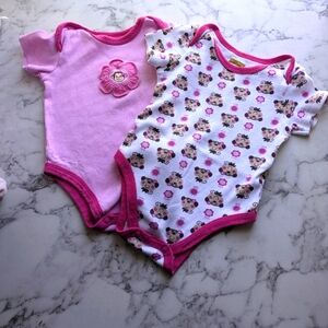 Bodysuit‎ Set with Floral and Monkey Prints